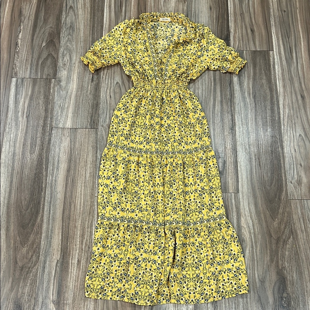 Max Studio Yellow Floral Midi Dress